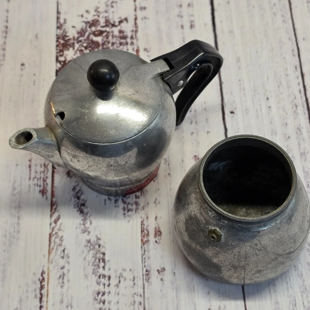La Signora Moka Pot Espresso Maker Silver Good Vintage Italian Aluminum